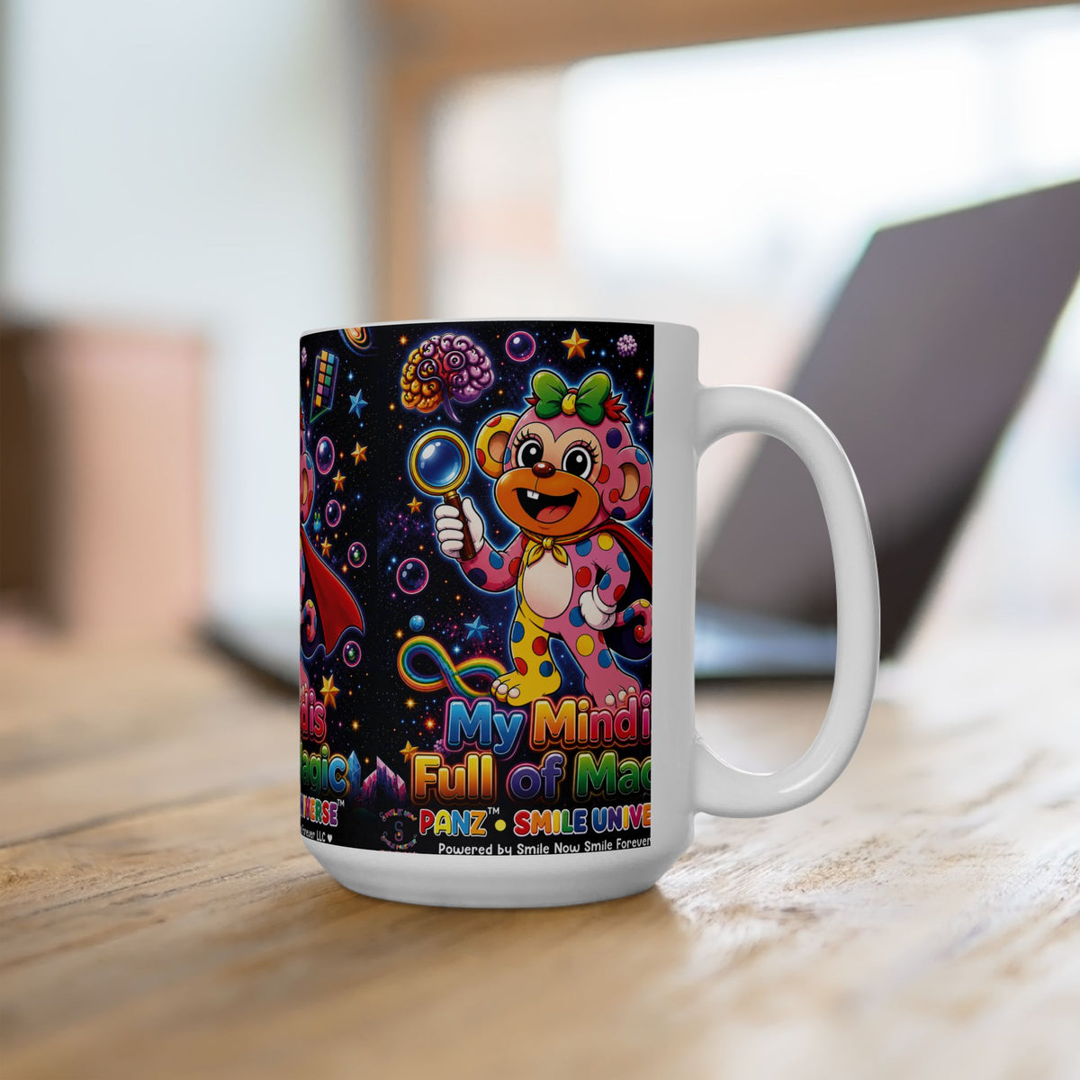 Panz™ Ceramic Mug (11oz & 15oz) – "My Mind is Full of Magic" Graphic | Smile Universe Collection