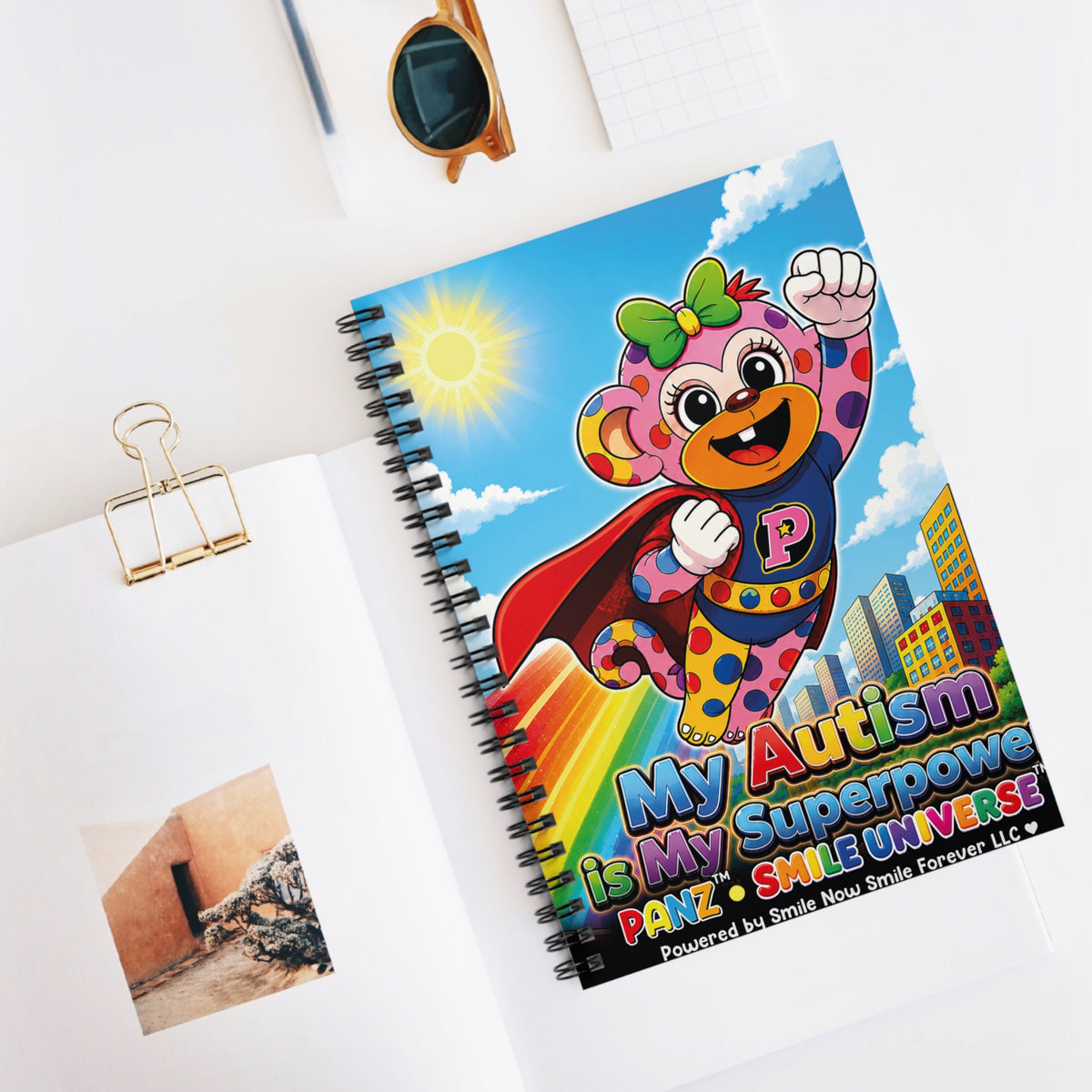 Panz™ Spiral Notebook – Ruled Line | "My Autism is My Superpower" Graphic | Smile Universe Collection