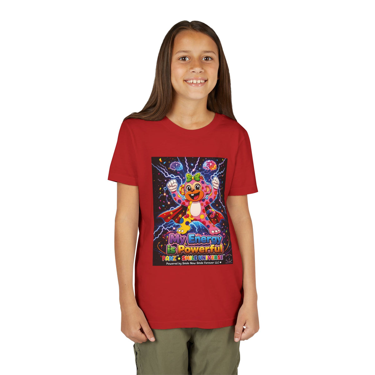 Panz™ Youth Short Sleeve Tee – "My Energy is Powerful" Graphic Tee | Smile Universe Collection