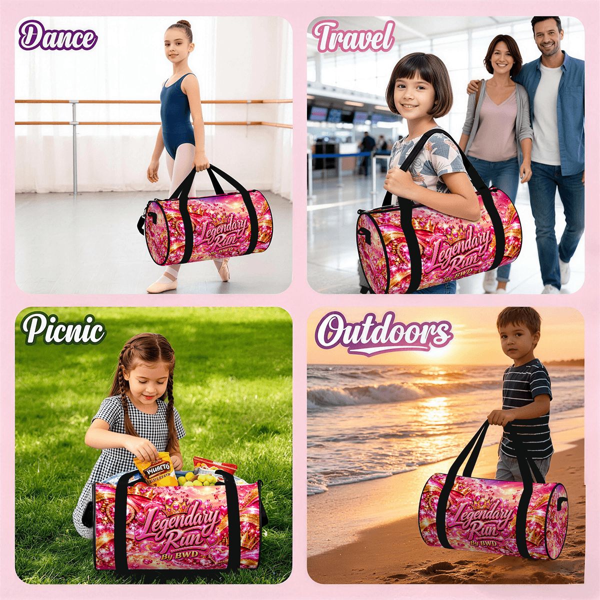 BWD Legendary Run™ AOP Mini Duffle Bag — Pink Royalty