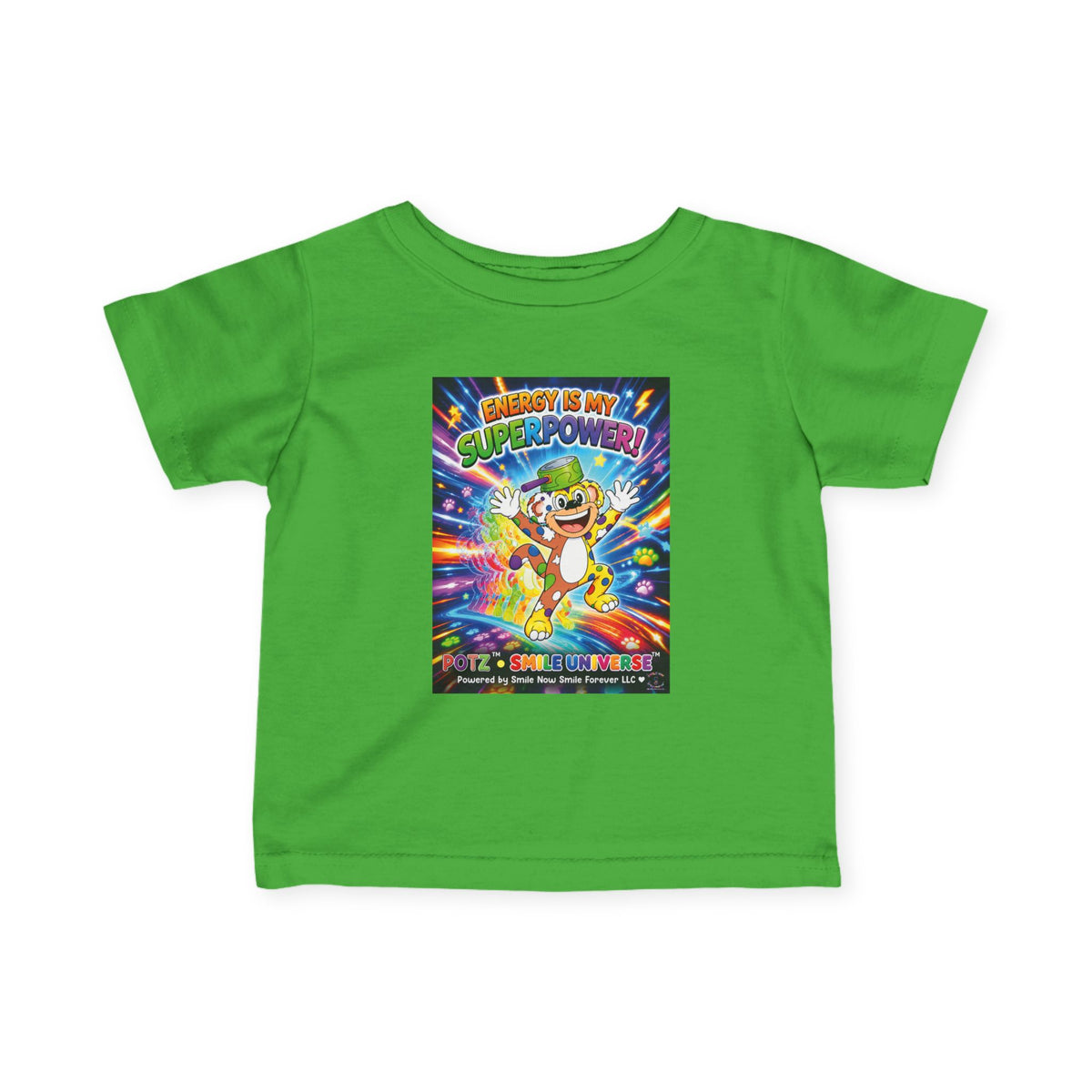 Potz™ Infant Fine Jersey Tee – "Energy is My Superpower!" Graphic Tee | Smile Universe Collection