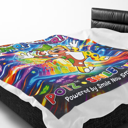 Potz™ Velveteen Plush Blanket – "Energy is My Superpower!" Graphic Throw | Smile Universe Collection