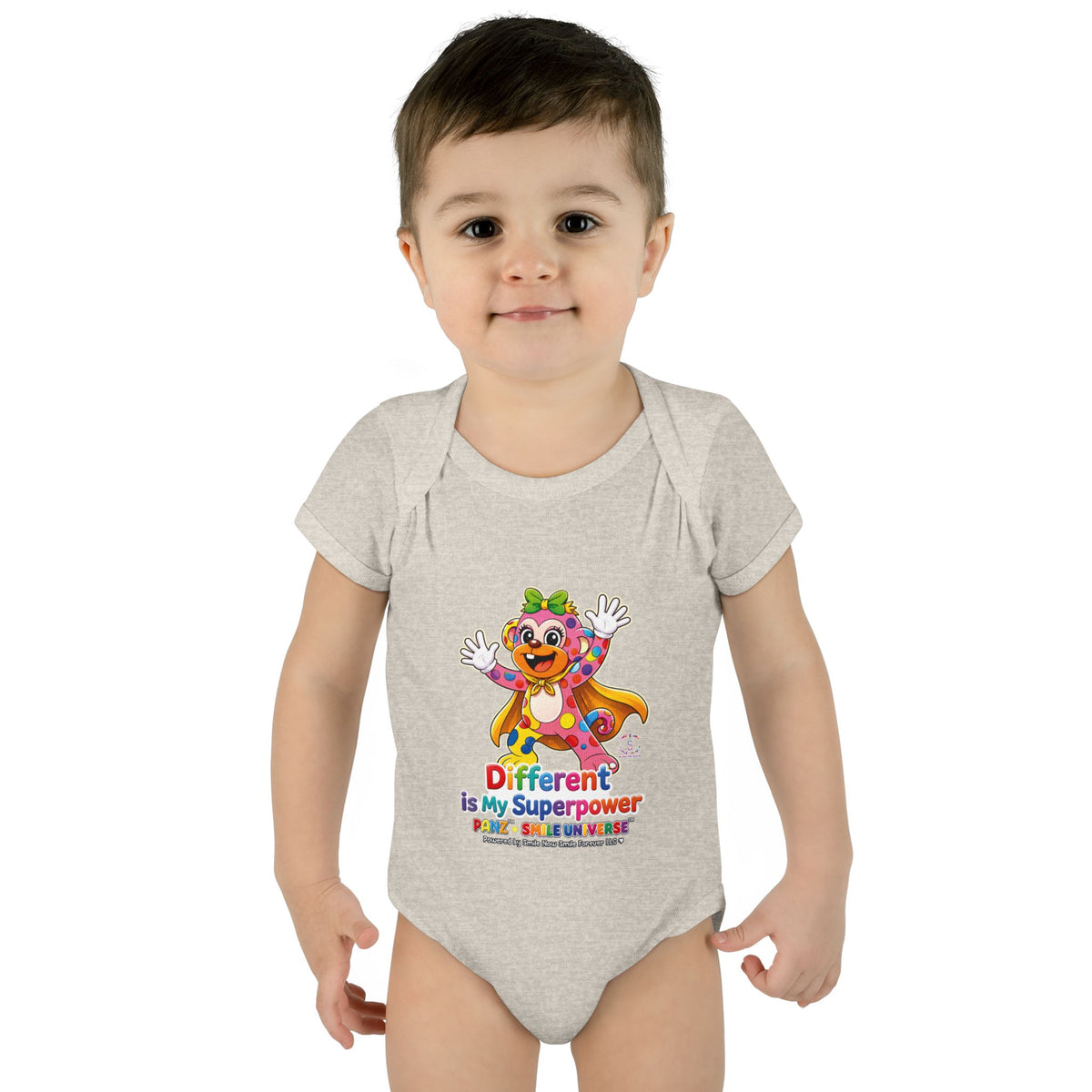 Panz™ Infant Baby Rib Bodysuit – "Different is My Superpower" Graphic | Smile Universe Collection