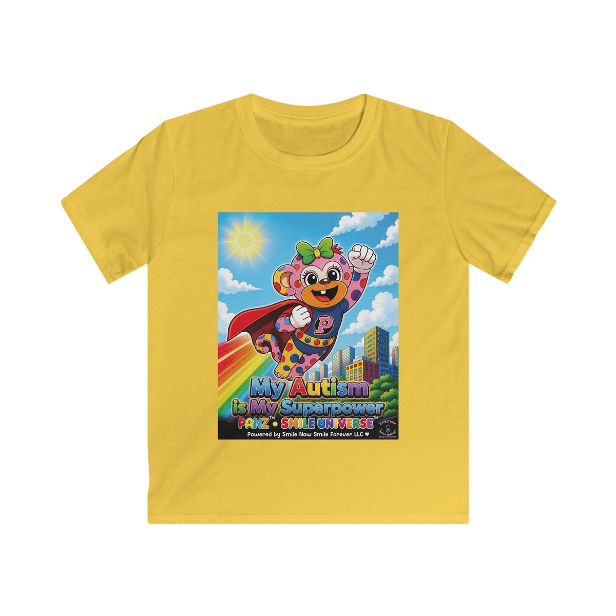Panz™ Kids Softstyle Tee – "My Autism is My Superpower" Graphic | Smile Universe Collection