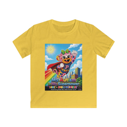 Panz™ Kids Softstyle Tee – "My Autism is My Superpower" Graphic | Smile Universe Collection