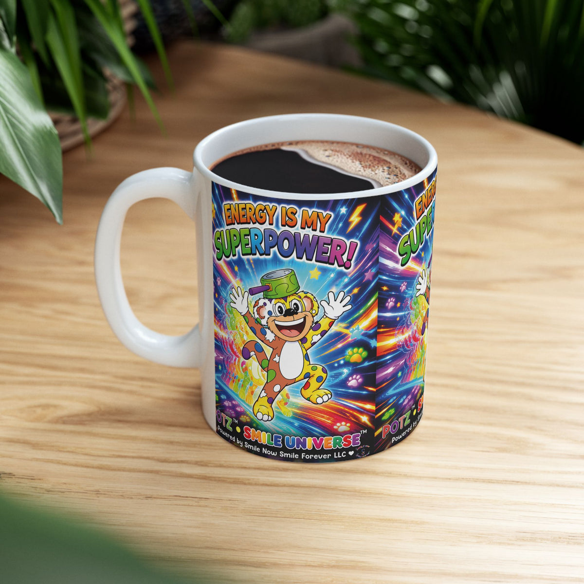 Potz™ Ceramic Mug – "Energy is My Superpower!" Graphic Coffee Mug | Smile Universe Collection