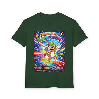 Potz™ Youth DryBlend® T-Shirt – "Energy is My Superpower!" Graphic Tee | Smile Universe Collection