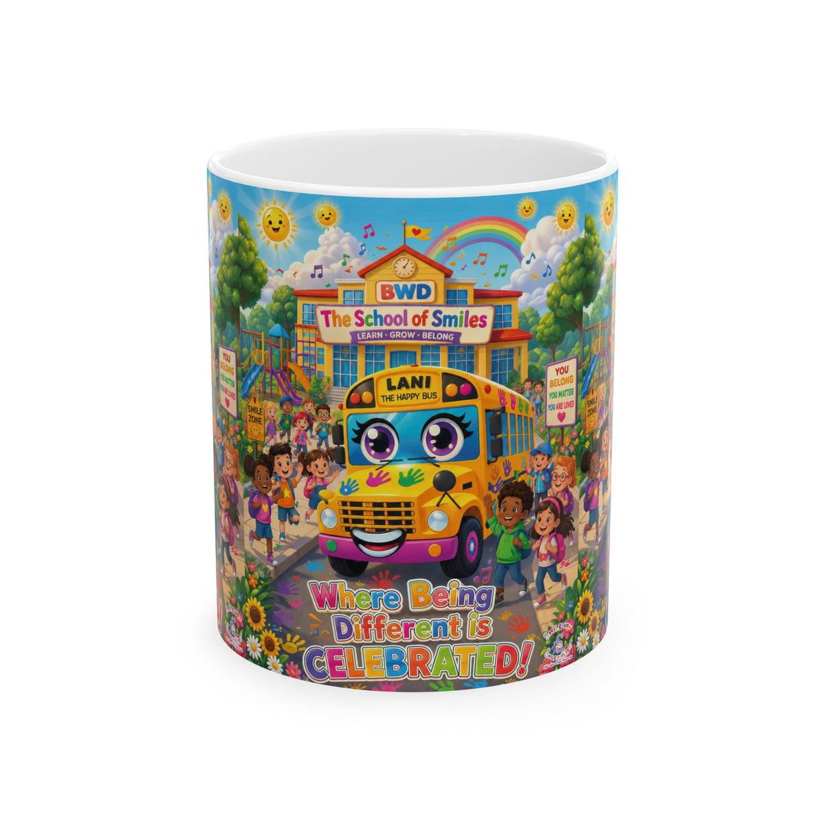 Lani™ Ceramic Mug (11oz & 15oz) – "Where Being Different is CELEBRATED!" Graphic