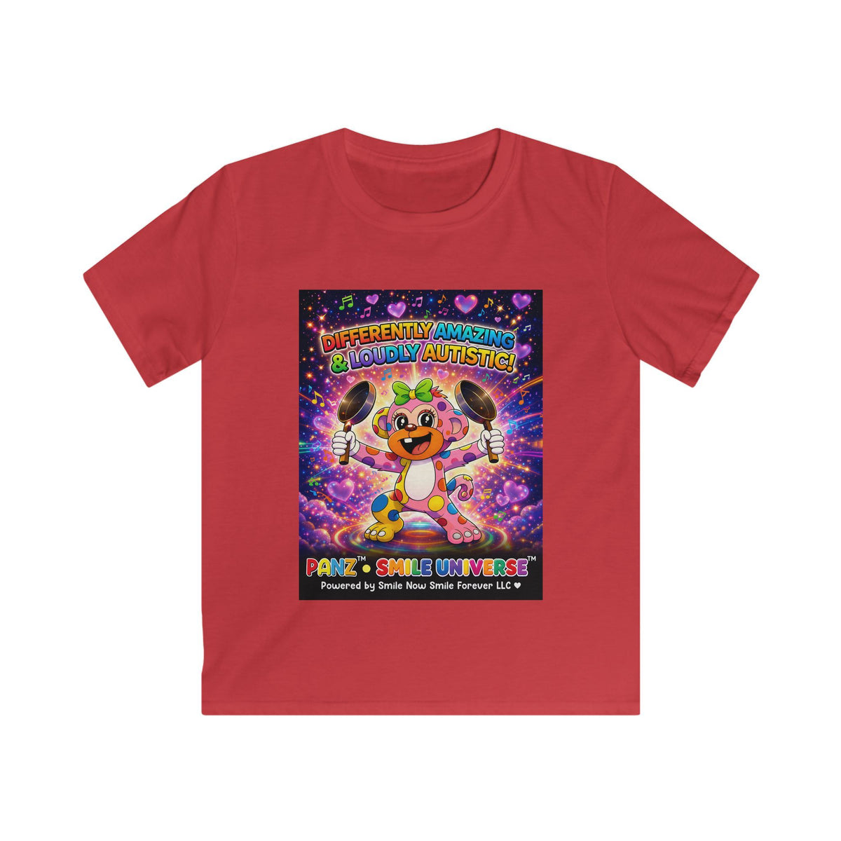 Panz™ Kids Softstyle Tee – "Differently Amazing & Loudly Autistic!" Graphic | Smile Universe Collection