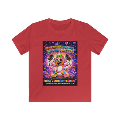 Panz™ Kids Softstyle Tee – "Differently Amazing & Loudly Autistic!" Graphic | Smile Universe Collection