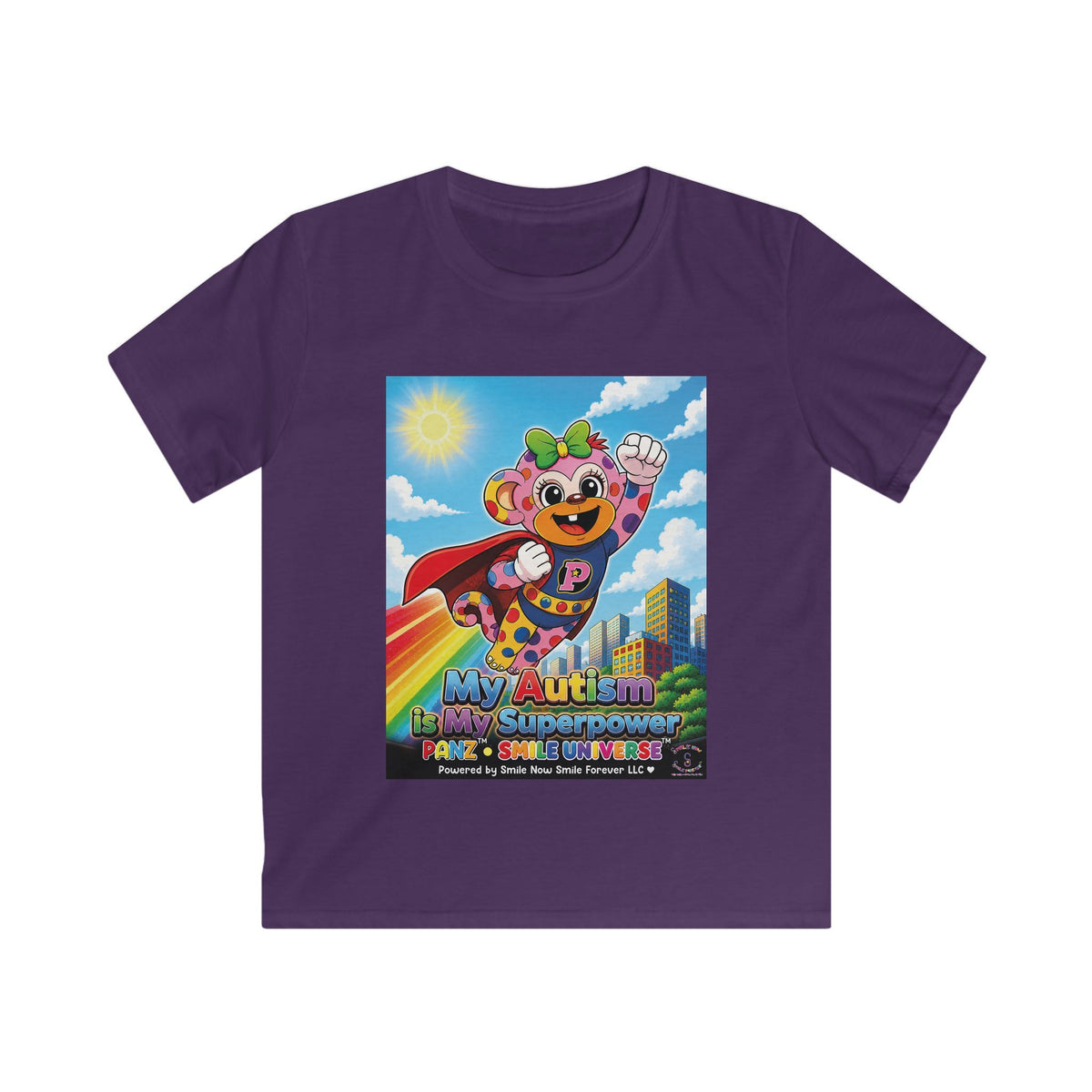 Panz™ Kids Softstyle Tee – "My Autism is My Superpower" Graphic | Smile Universe Collection