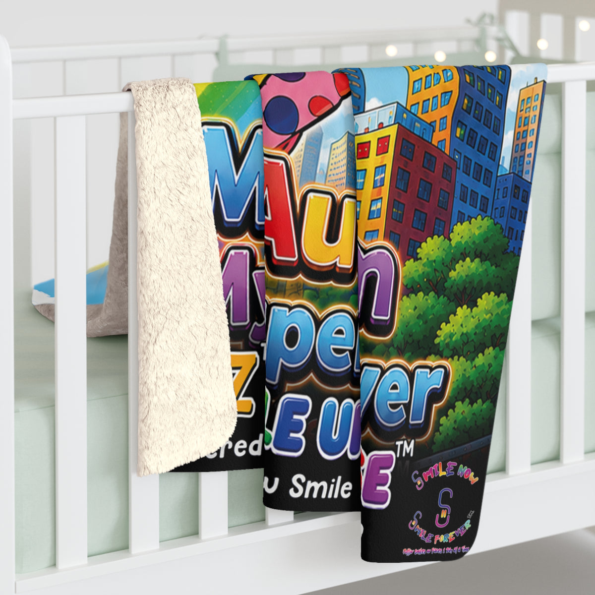 Panz™ Sherpa Fleece Blanket – "My Autism is My Superpower" Graphic | Smile Universe Collection