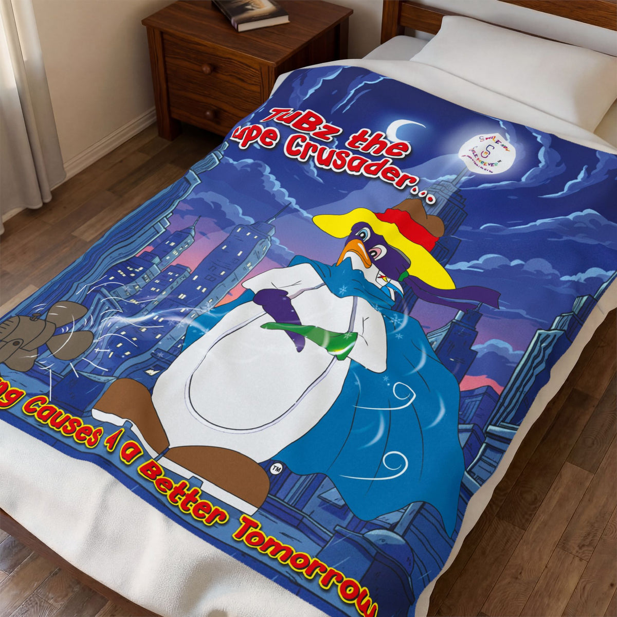 TuBz™ Velveteen Plush Blanket – "Fighting Causes 4 a Better Tomorrow" Graphic | Smile Universe Collection