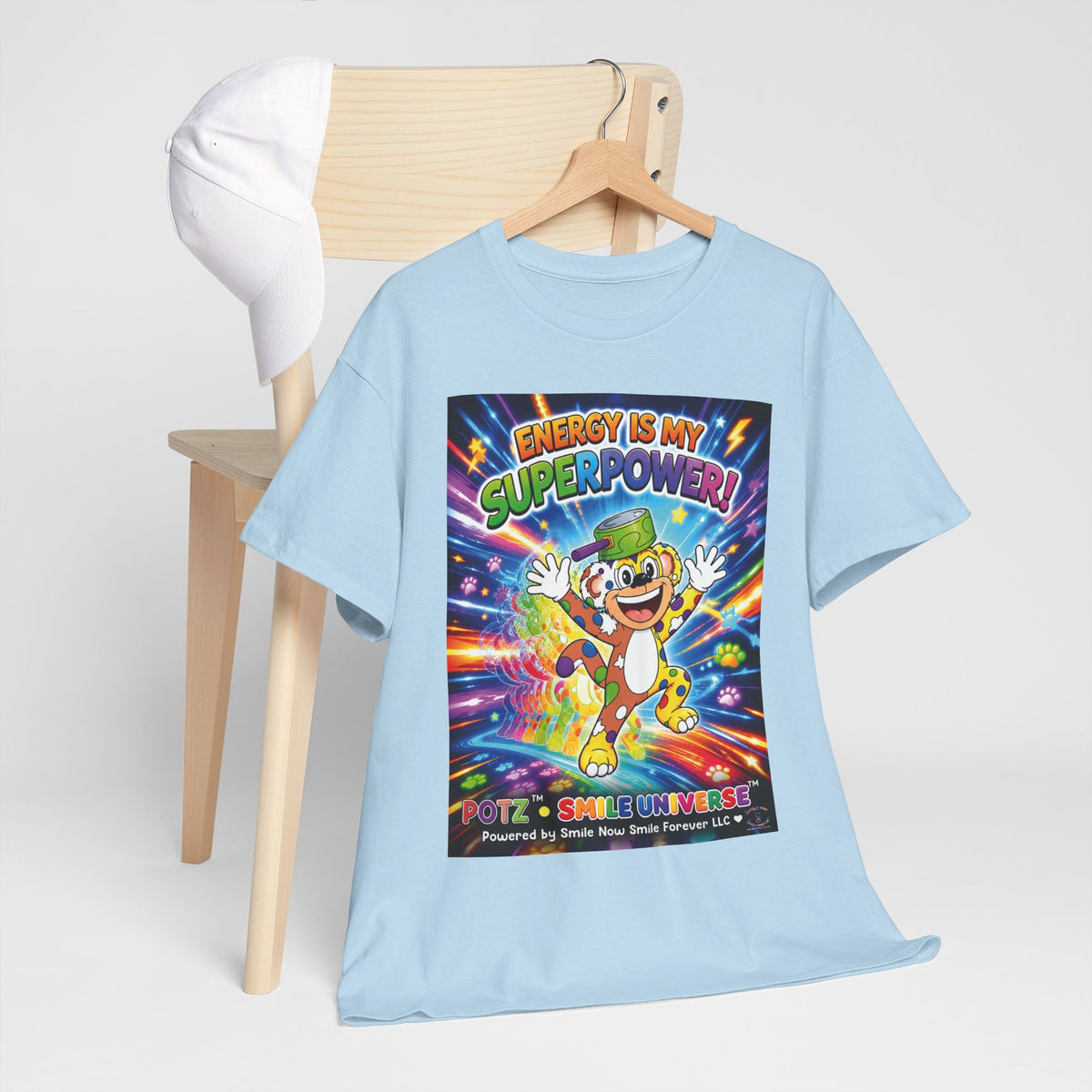 Potz™ Unisex Heavy Cotton™ Tee – "Energy is My Superpower!" Graphic Tee | Smile Universe Collection
