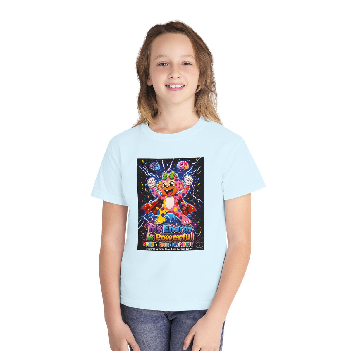 Panz™ Youth Midweight Tee – "My Energy is Powerful" Graphic Tee | Smile Universe Collection