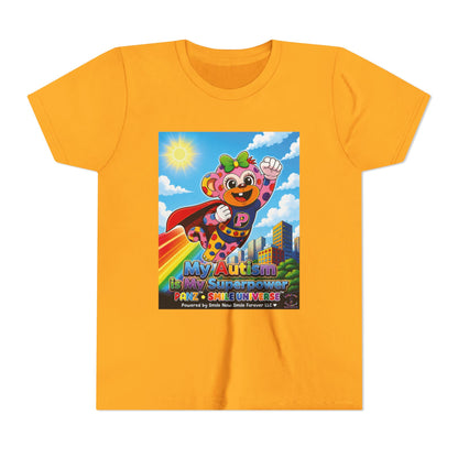 Panz™ Youth Short Sleeve Tee – "My Autism is My Superpower" Graphic | Smile Universe Collection