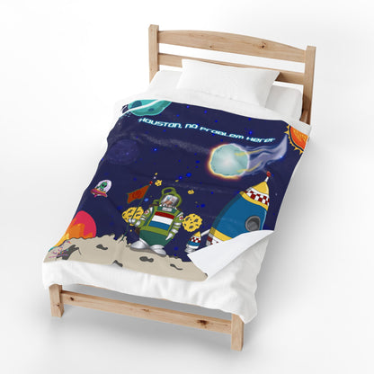 TuBz™ Velveteen Plush Blanket – "Houston, No Problem Here!" Graphic | Smile Universe Collection