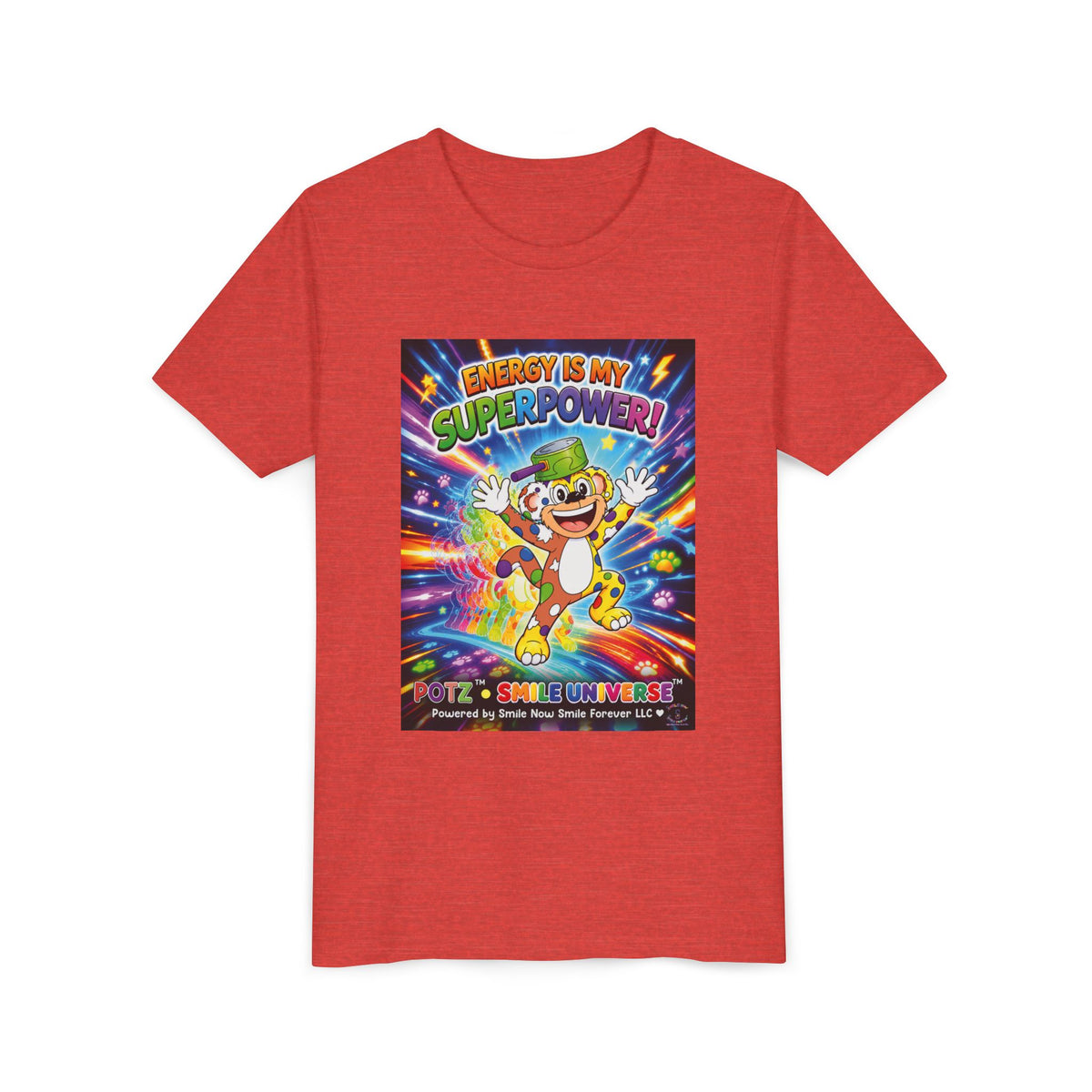 Potz™ Youth Short Sleeve Tee – "Energy is My Superpower!" Graphic Tee | Smile Universe Collection