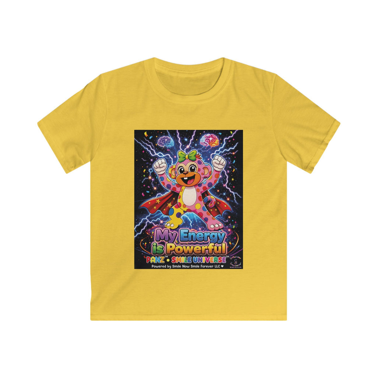 Panz™ Kids Softstyle Tee – "My Energy is Powerful" Graphic Tee | Smile Universe Collection