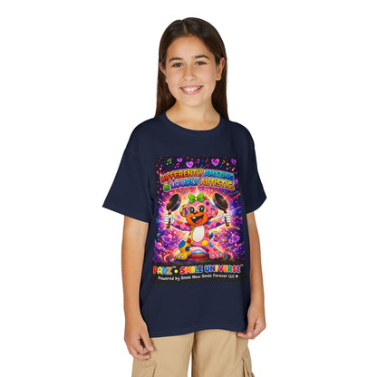 Panz™ Youth DryBlend® T-Shirt – "Differently Amazing & Loudly Autistic!" Graphic | Smile Universe Collection