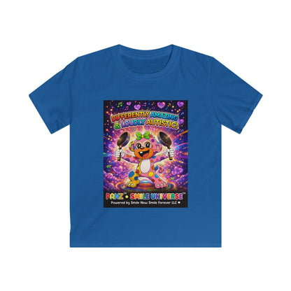 Panz™ Kids Softstyle Tee – "Differently Amazing & Loudly Autistic!" Graphic | Smile Universe Collection