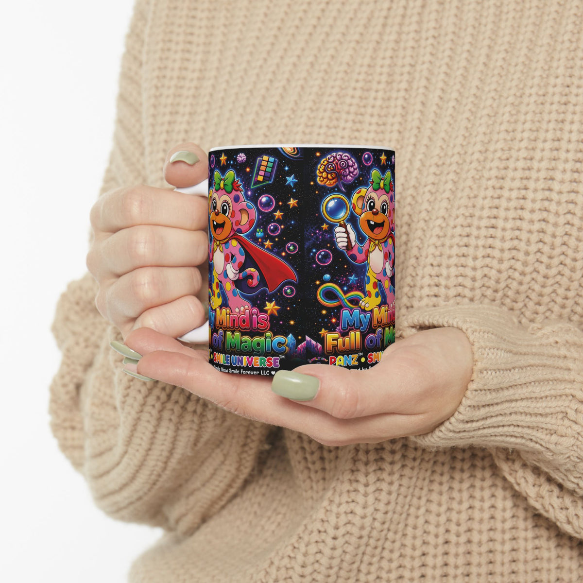 Panz™ Ceramic Mug (11oz & 15oz) – "My Mind is Full of Magic" Graphic | Smile Universe Collection