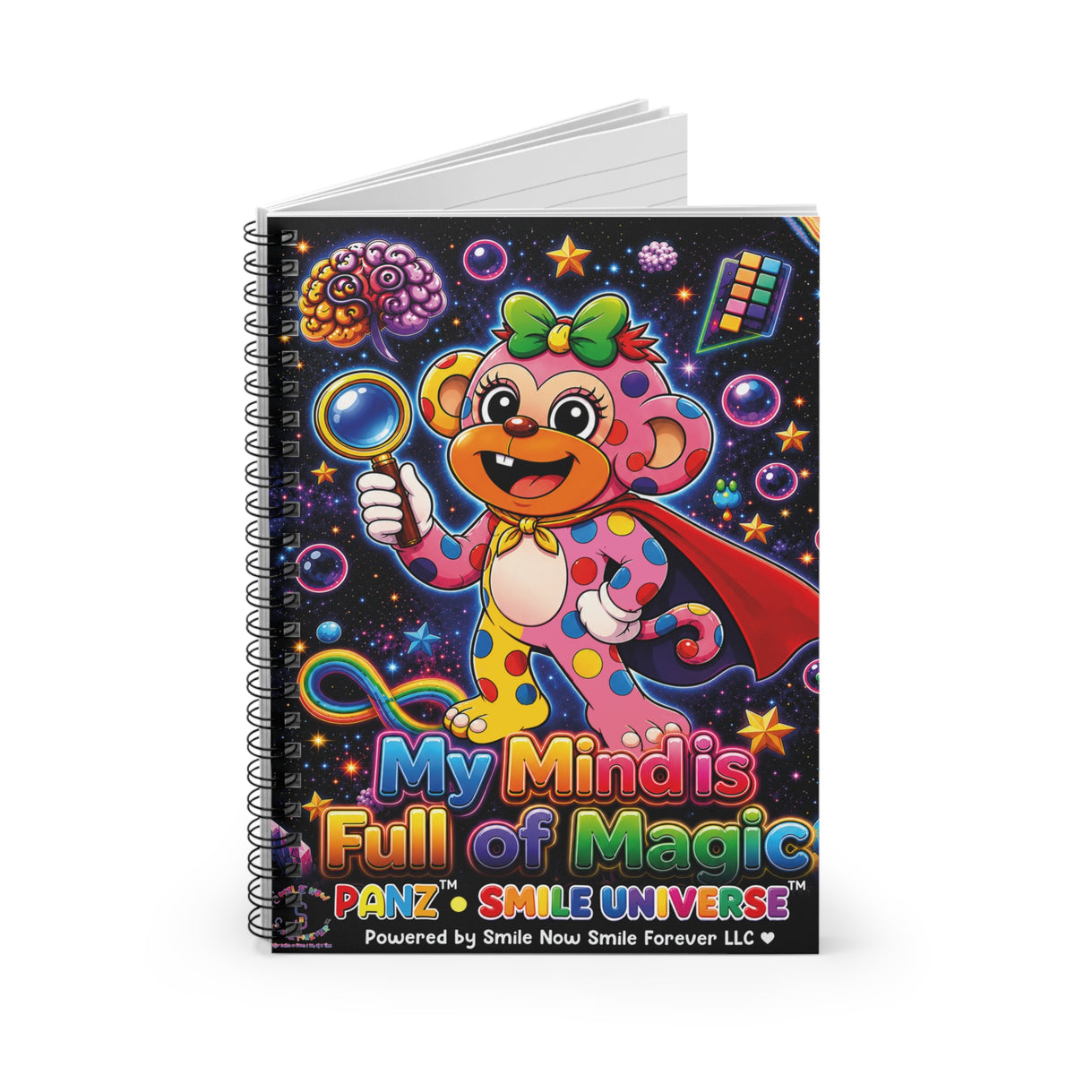 Panz™ Spiral Notebook – Ruled Line | "My Mind is Full of Magic" Graphic | Smile Universe Collection