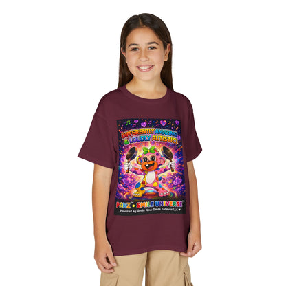 Panz™ Youth DryBlend® T-Shirt – "Differently Amazing & Loudly Autistic!" Graphic | Smile Universe Collection