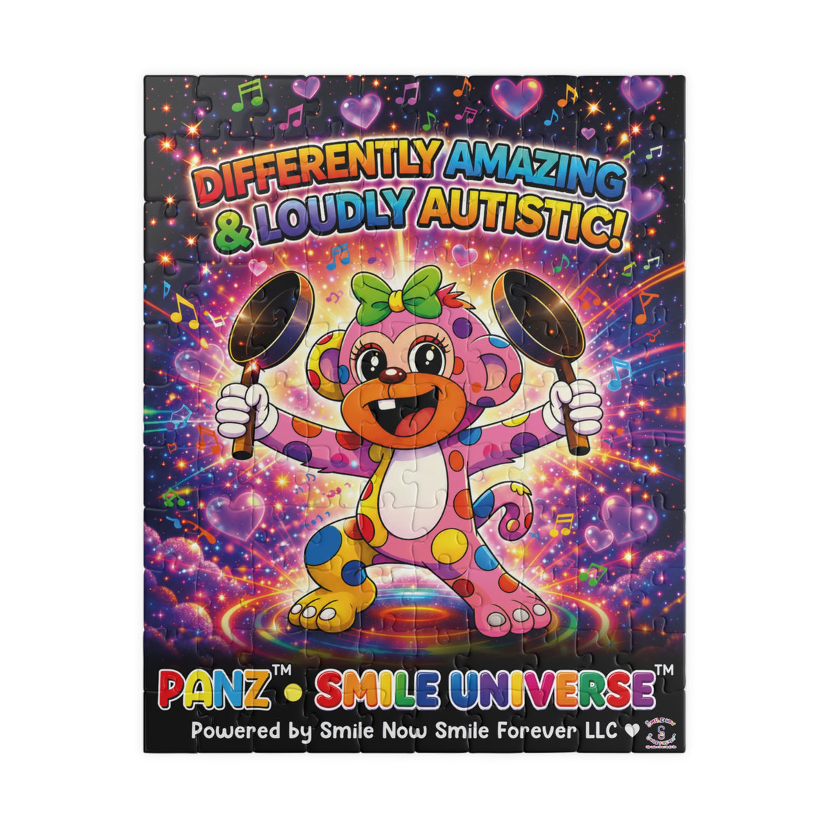 Panz™ Puzzle (110, 252, 520 & 1014-piece) – "Differently Amazing & Loudly Autistic!" Graphic | Smile Universe Collection