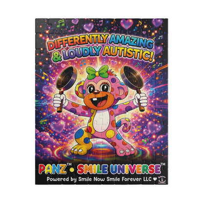 Panz™ Puzzle (110, 252, 520 & 1014-piece) – "Differently Amazing & Loudly Autistic!" Graphic | Smile Universe Collection