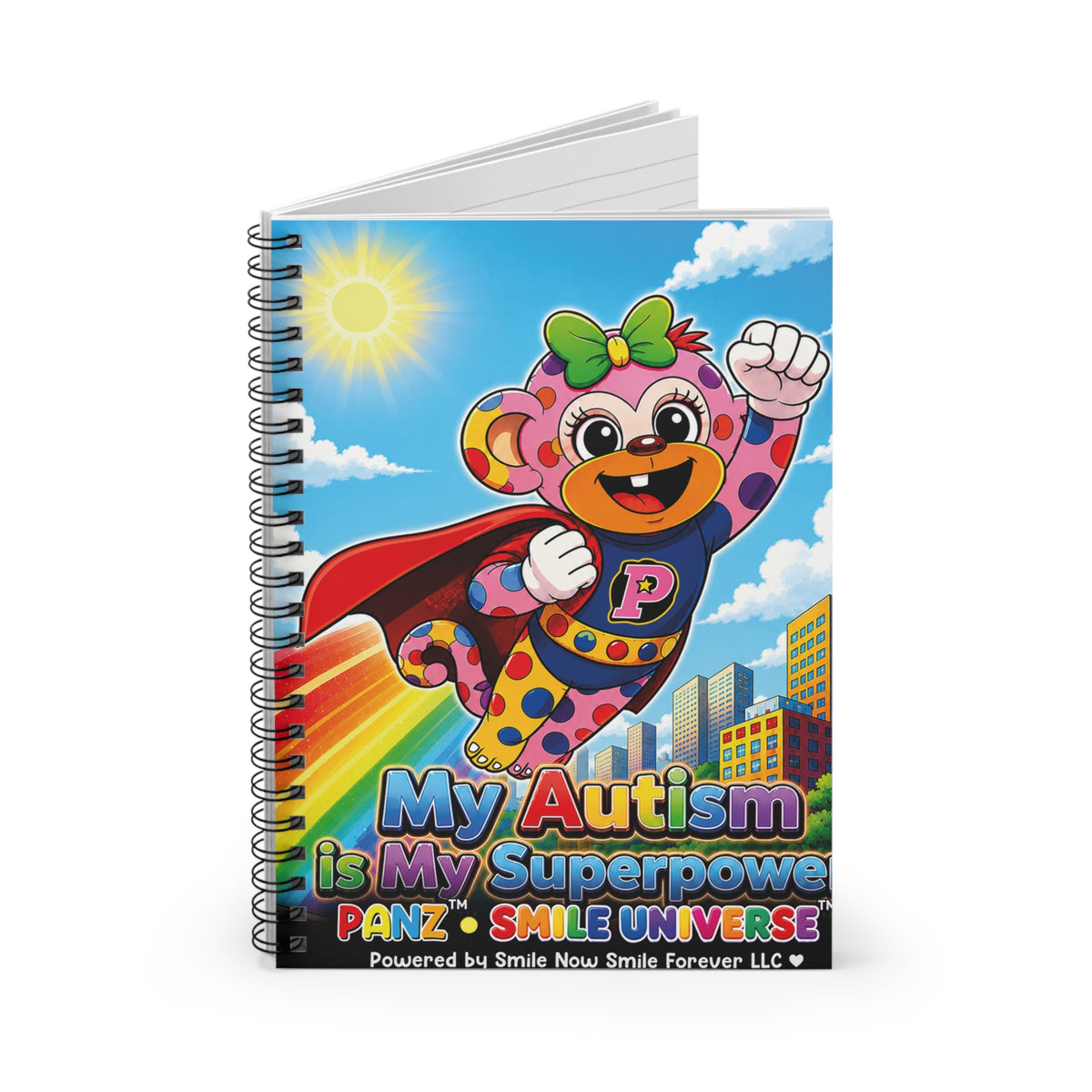 Panz™ Spiral Notebook – Ruled Line | "My Autism is My Superpower" Graphic | Smile Universe Collection