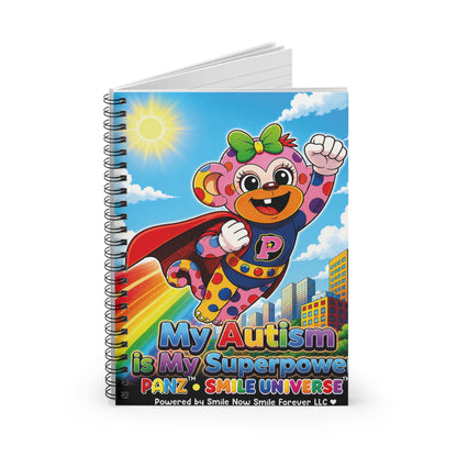 Panz™ Spiral Notebook – Ruled Line | "My Autism is My Superpower" Graphic | Smile Universe Collection