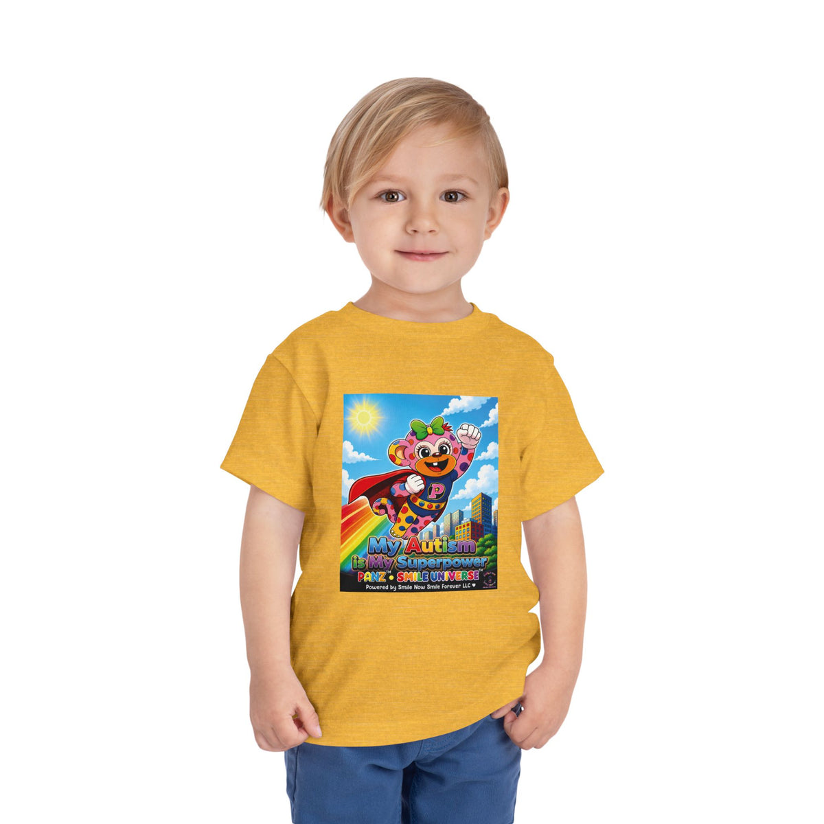 Panz™ Toddler Short Sleeve Tee – "My Autism is My Superpower" Graphic | Smile Universe Collection