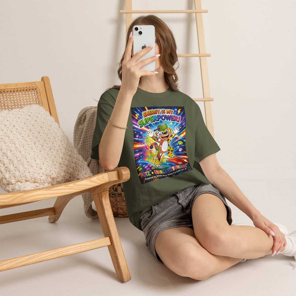 Potz™ Unisex Heavy Cotton™ Tee – "Energy is My Superpower!" Graphic Tee | Smile Universe Collection