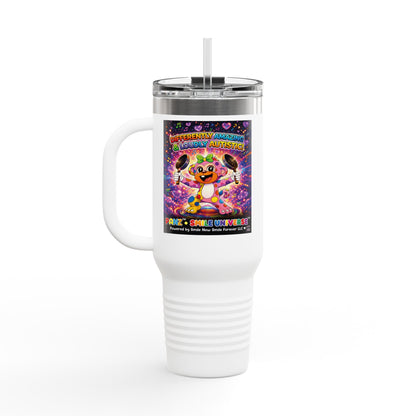 Panz™ 40oz Insulated Travel Mug – "Differently Amazing & Loudly Autistic!" Graphic | Smile Universe Collection