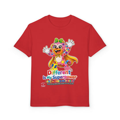 Panz™ Youth DryBlend® T-Shirt – "Different is My Superpower" Graphic | Smile Universe Collection