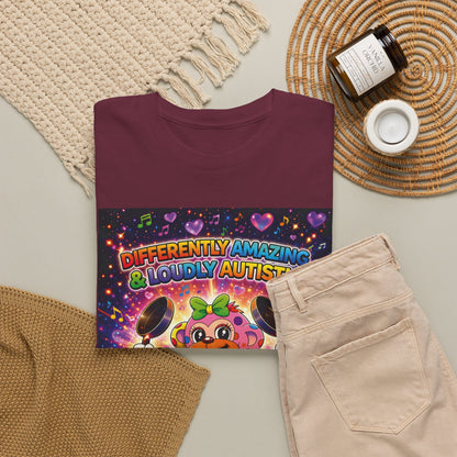 Panz™ Unisex Heavy Cotton™ Tee – "Differently Amazing & Loudly Autistic!" Graphic | Smile Universe Collection