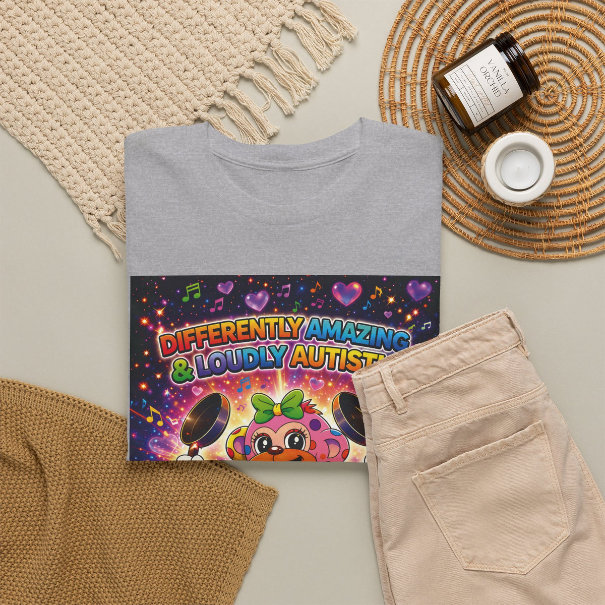 Panz™ Unisex Heavy Cotton™ Tee – "Differently Amazing & Loudly Autistic!" Graphic | Smile Universe Collection