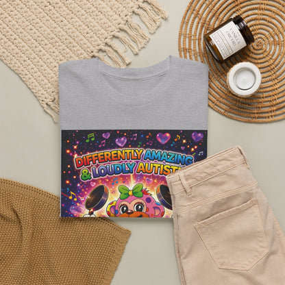 Panz™ Unisex Heavy Cotton™ Tee – "Differently Amazing & Loudly Autistic!" Graphic | Smile Universe Collection