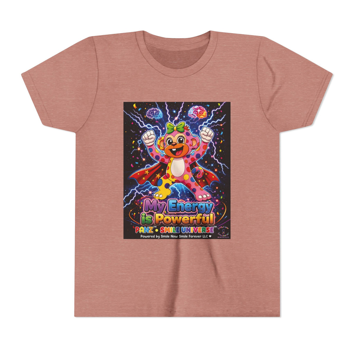 Panz™ Youth Short Sleeve Tee – "My Energy is Powerful" Graphic Tee | Smile Universe Collection