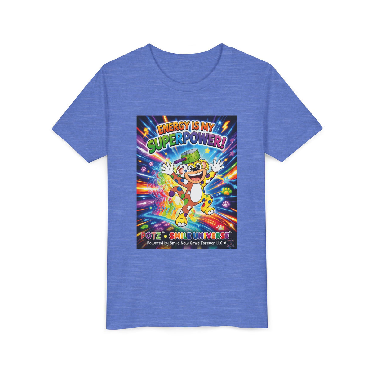 Potz™ Youth Short Sleeve Tee – "Energy is My Superpower!" Graphic Tee | Smile Universe Collection