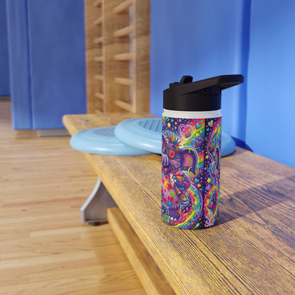 Piklez™ Stainless Steel Water Bottle with Standard Lid – "Magic Paint!" Graphic | Smile Universe Collection