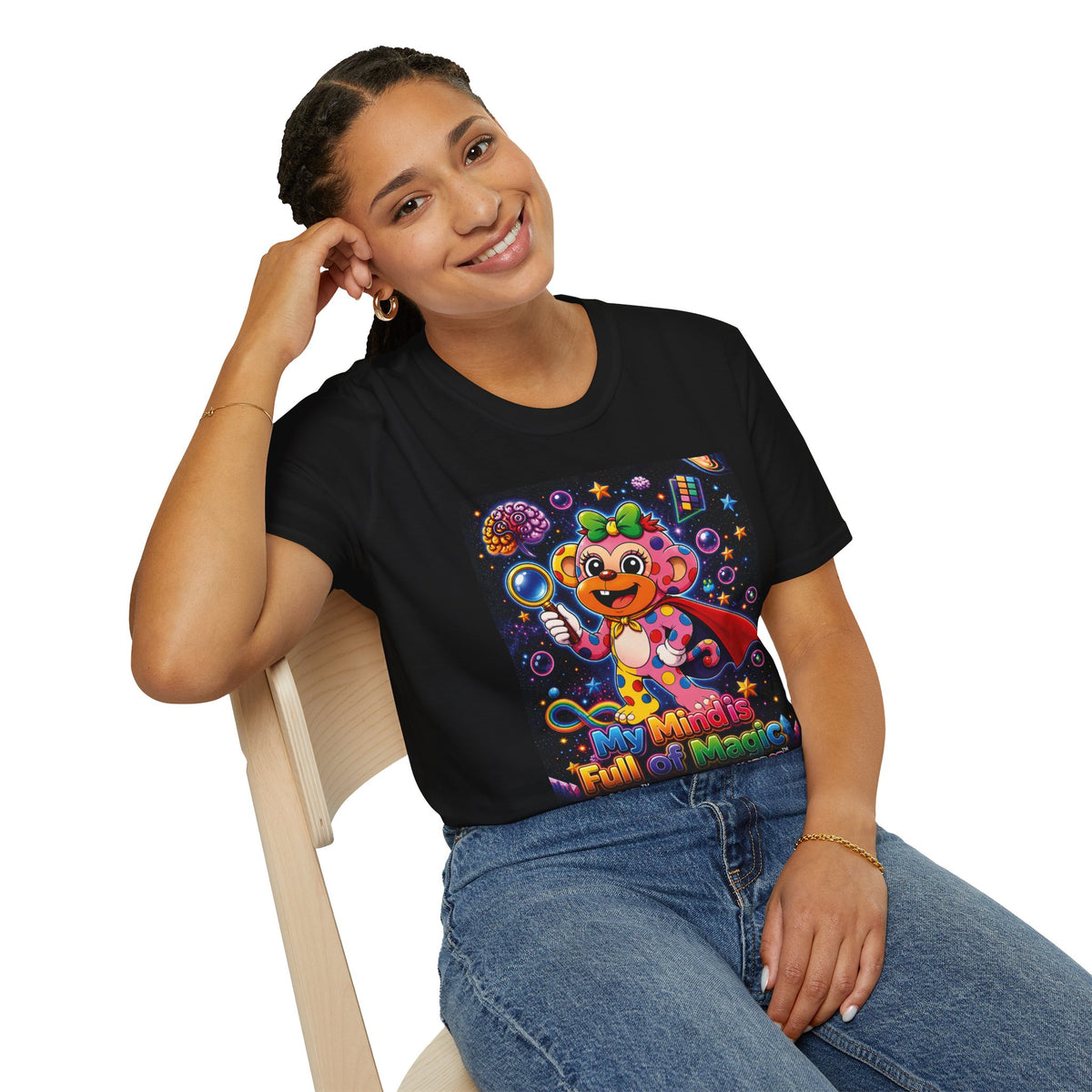 Panz™ Unisex Softstyle T-Shirt – "My Mind is Full of Magic" Graphic | Smile Universe Collection