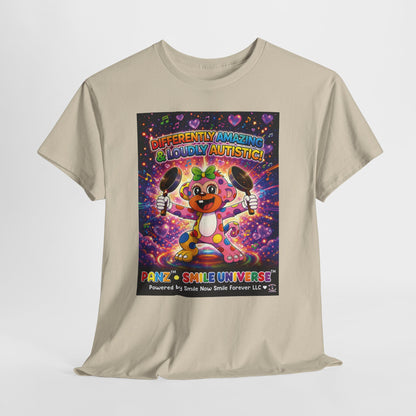 Panz™ Unisex Heavy Cotton™ Tee – "Differently Amazing & Loudly Autistic!" Graphic | Smile Universe Collection