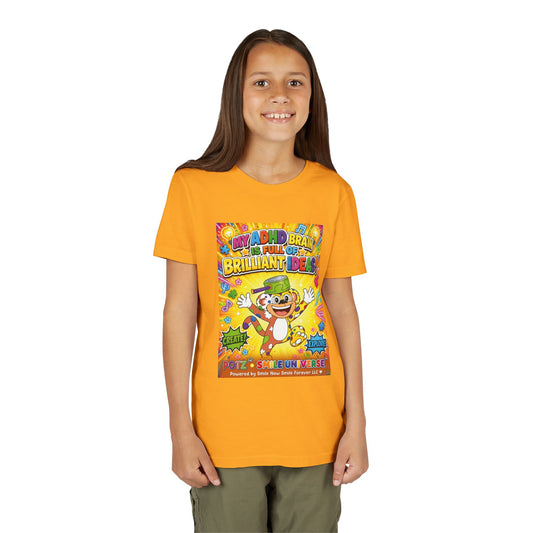 Potz™ Youth Short Sleeve Tee – "My ADHD Brain is Full of Brilliant Ideas!" Graphic Tee | Smile Universe Collection