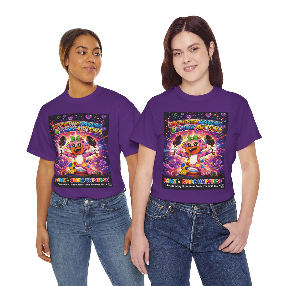 Panz™ Unisex Heavy Cotton™ Tee – "Differently Amazing & Loudly Autistic!" Graphic | Smile Universe Collection