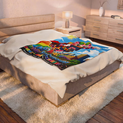 Panz™ Velveteen Plush Blanket – "My Autism is My Superpower" Graphic | Smile Universe Collection