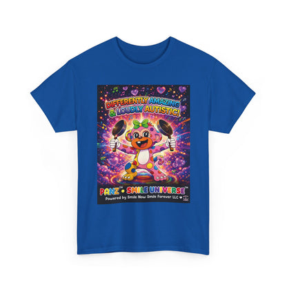 Panz™ Unisex Heavy Cotton™ Tee – "Differently Amazing & Loudly Autistic!" Graphic | Smile Universe Collection