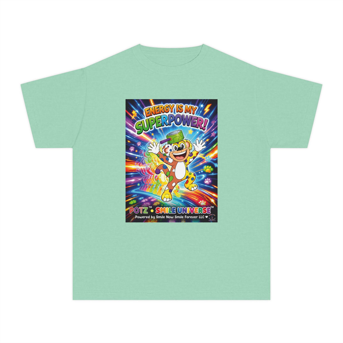 Potz™ Youth Midweight Tee – "Energy is My Superpower!" Graphic Tee | Smile Universe Collection