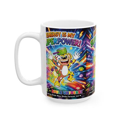 Potz™ Ceramic Mug – "Energy is My Superpower!" Graphic Coffee Mug | Smile Universe Collection